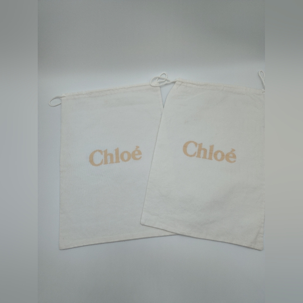 CHLOÉ Dust Bags Set 2 Canvas Drawstring 16.5x11.5 Replacement Storage - Picture 2 of 4
